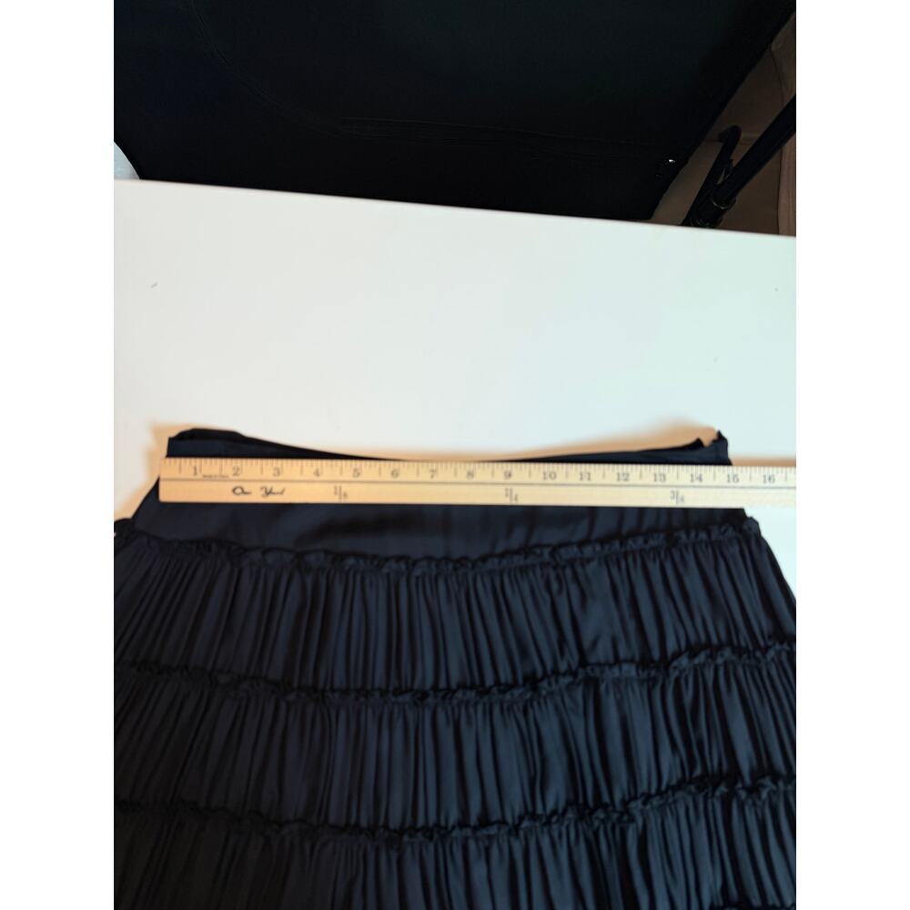 WD-NY Womens 100% Silk A-line Knee Length Skirt Sz 6 Black Ruffle Witchy Goth - Picture 9 of 9